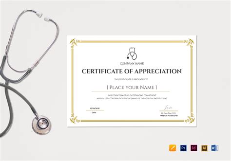 Blank Medical Appreciation Certificate Design Template In Psd Word