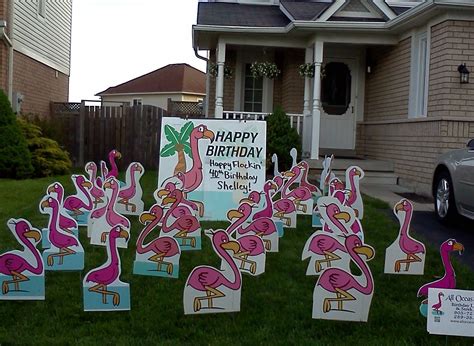 *happy birthday* lawn signs were delivered to lori in palm harbor florida for her 45th birthday! Flamingos!! www.alloccasionssigns.com | Birthday lawn ...