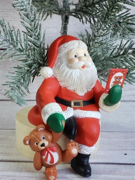 Vintage Sitting Santa Figurine Santa Checking List Holding Etsy In