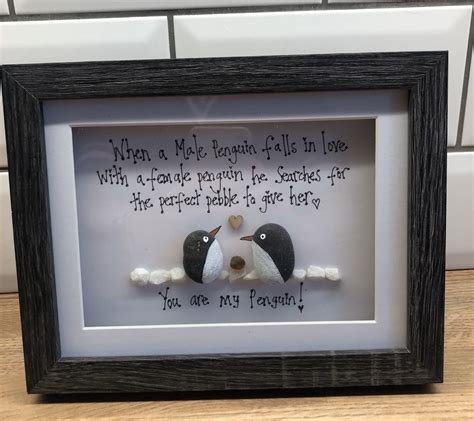 Pebble art Penguin love Valentines girlfriend boyfriend | Etsy | Pebble art, Girlfriend ...