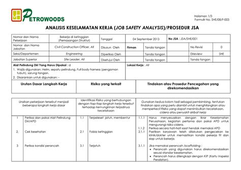 Dokumentips Jsa Bekerja Di Ketinggian Halaman 1 Formulir No She08