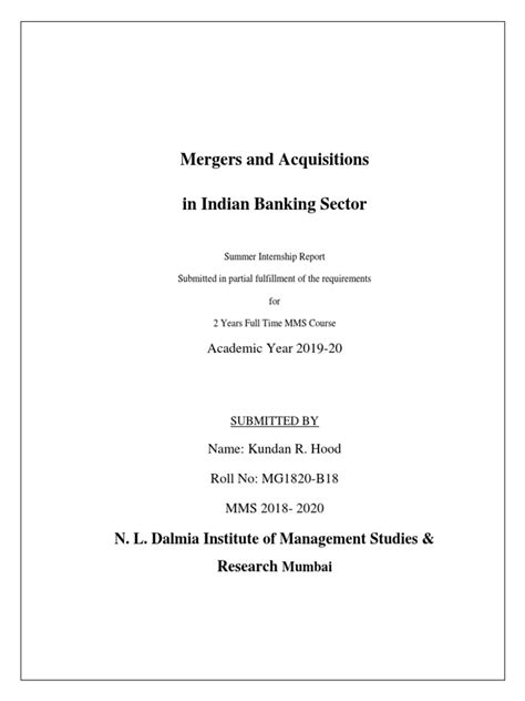 Mergers And Acquisitions In Indian Banking Sector 30 Pdf Mergers