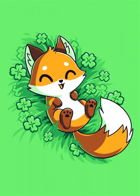 Cute Funny Fox In Forest Metal Poster Art Meow Displate In 2020