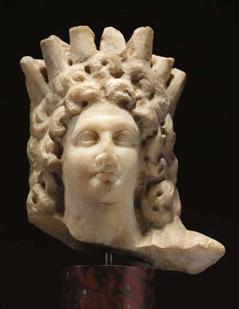 A Late Hellenistic Marble Head Of Alexander Helios 1st Century Bca