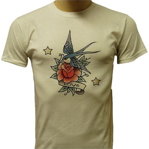 Love Tattoo T Shirt Classic Bird And Rose Tattoo Design T Shirt Old