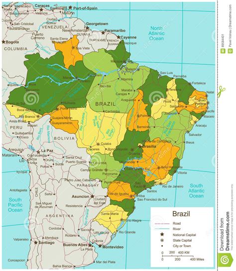 Brazil Political Map With Selectable Territories Vector