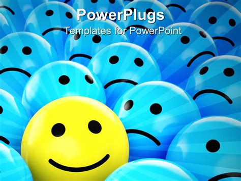 Powerpoint Template Yellow Happy Smiley Face Between Blue