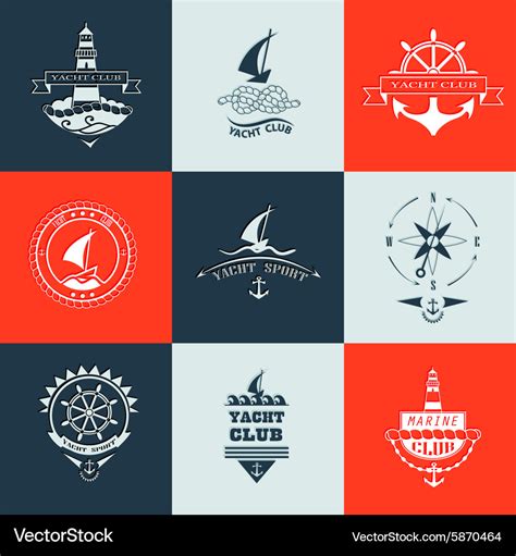 Set Of Yacht Club Logo Collection Royalty Free Vector Image