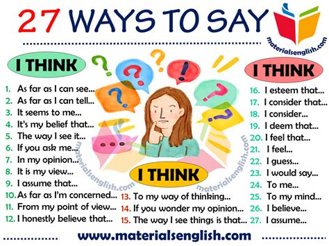 26 Ways To Say I Think In English English Phrases English Writing