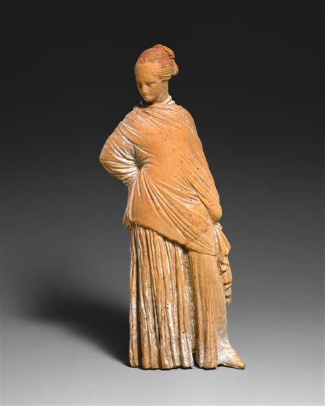 terracotta statuette of a standing woman greek probably boeotian classical the met