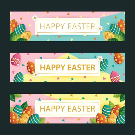 Happy Easter Banner Set 2072641 Vector Art At Vecteezy