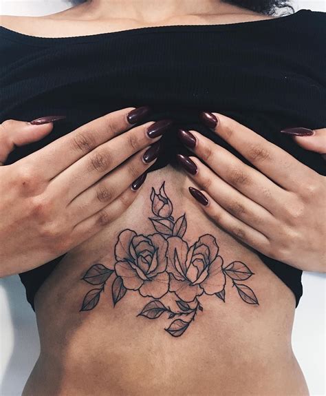 Under Breast Flower Tattoos