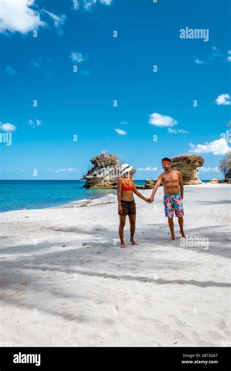 Saint Lucia Caribbean Island Couple Men And Woman On Vacation At The Tropical Island Of St