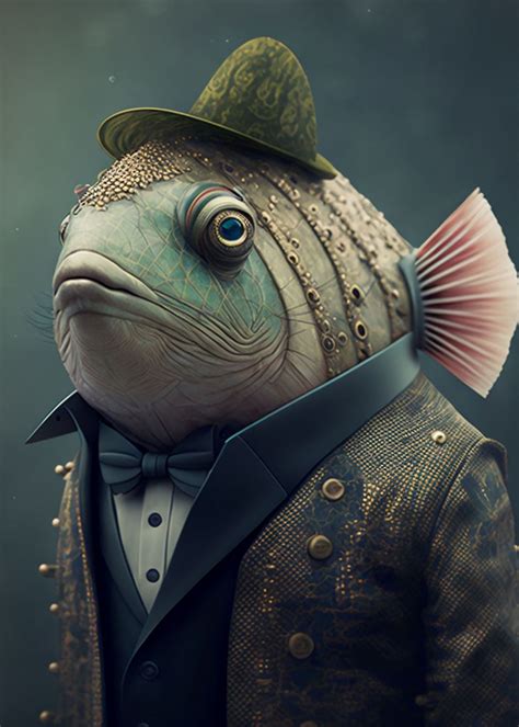 Fish Man Poster Picture Metal Print Paint By Oleksandr Kovalov