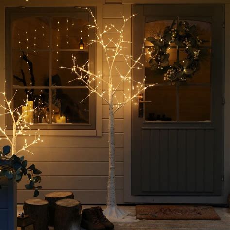 Pre Lit Christmas Twig Tree Led Indoor And Outdoor Rustic Xmas Snowy