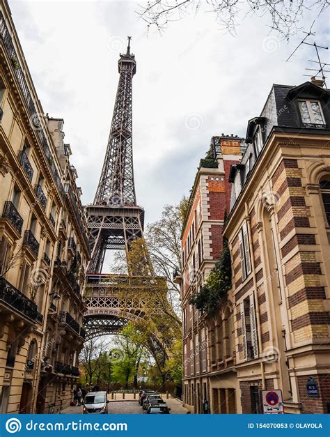 A Street In Paris With Eiffel Tower View France Stock Image Image Of