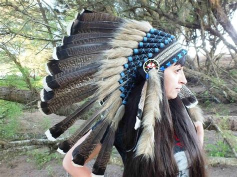 native american headdress made from turkey feathers chief