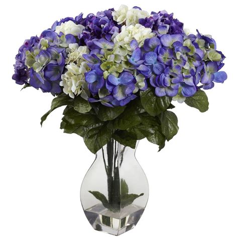 Get tips on successfully using hydrangeas in bouquets, arrangements or centerpieces. Nearly Natural Mixed Hydrangea with Vase-1368-BP - The ...