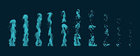 Vector Illustration Set Of Water Geysers Fountains And Spray Eruption