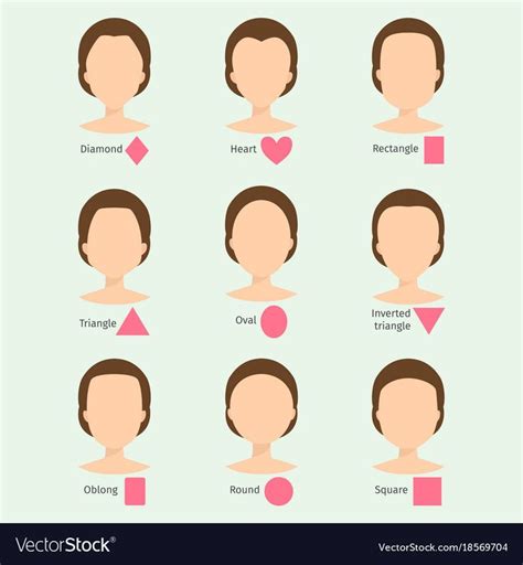 Set Of Different Woman Face Types Shapes Female Head Vector Character