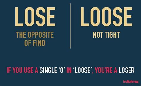Related Image Lose Loose English Grammar Opposites Loser Vocabulary