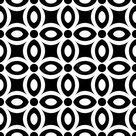 Abstract Seamless Geometric Monochrome Floral Pattern Stock Vector