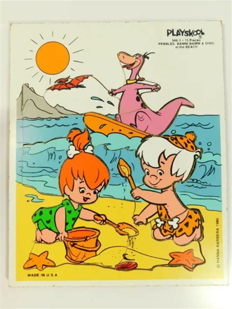 Vintage Flintstones Pebbles Bamm Bamm Wood Puzzle 1980 Playskool 340 3 2499 Picclick