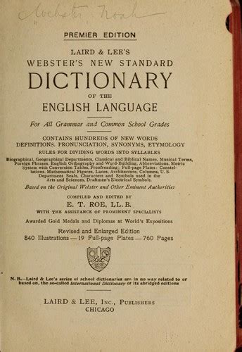 Laird And Lees Websters New Standard Dictionary Of The English Language