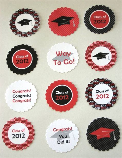 Instant Download Graduation Cupcake Toppers Pdf Printable Etsy Free