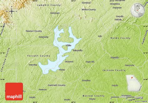 Physical Map Of Hall County