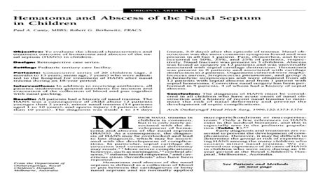Hematome N Nasal Septal Abscess Pdf Document