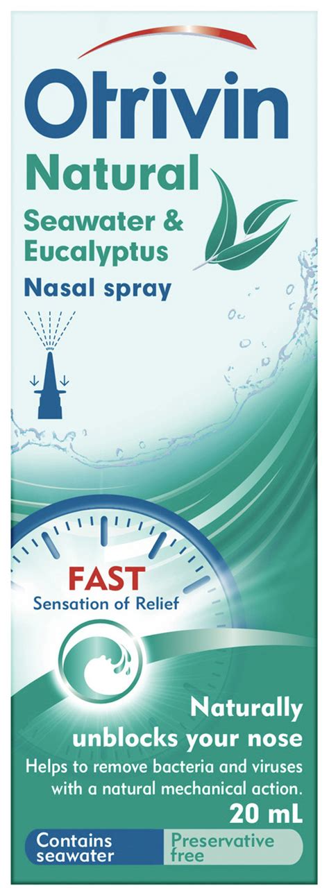 Otrivin Natural Nasal Spray With Seawater And Eucalyptus For Blocked Nose 20ml Medicines To