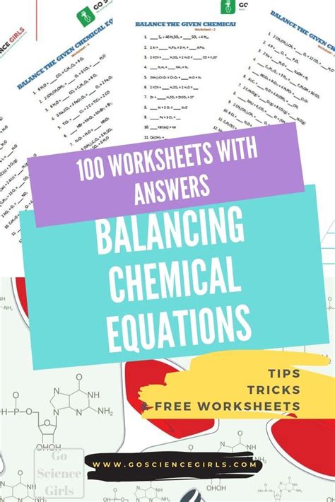 Balancing an unbalanced equation is mostly a matter of making certain mass and charge are balanced on the reactants and products side of the reaction arrow. 100 Balancing Chemical Equations Worksheets with Answers (& Easy Tricks) | Chemical equation ...