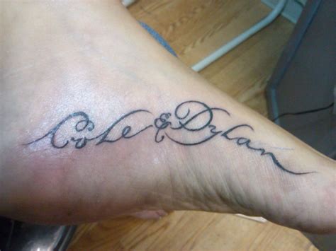 Childrens Names In Script On Inside Of Foot Foot Tattoo Infinity