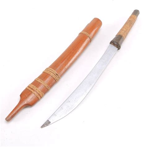 Thai Daab Sword With Bamboo Sheath Ebth