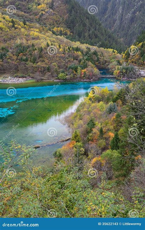 Five Colored Lake Jiuzhaigou China Stock Image Image Of Heritage