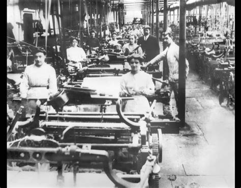 Interior Of A Lancashire Cotton Mill With Women Mill Workers At Their
