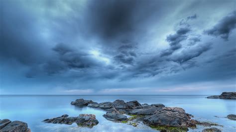 Download Wallpaper 1920x1080 Stones Calm Sky Cloudy Emptiness Full