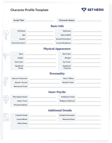 Character Profile Template For Filmmakers With A Free Download Sethero
