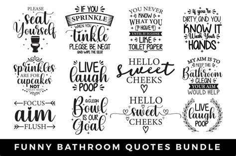 Funny Bathroom Quotes Svg Bundle Graphic By Craftlabsvg · Creative Fabrica