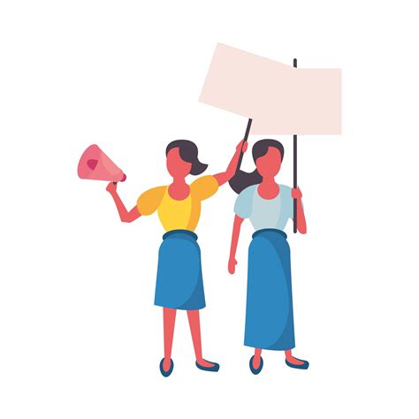 Activist Women With Protest Banners And Megaphone 2002741 Vector Art At