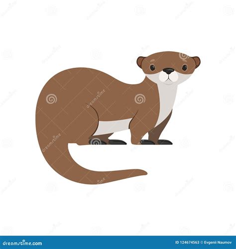 Cute Brown Otter Funny Animal Character Vector Illustration On A White