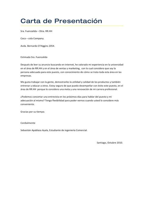 Ejemplo De Una Carta De Presentacion