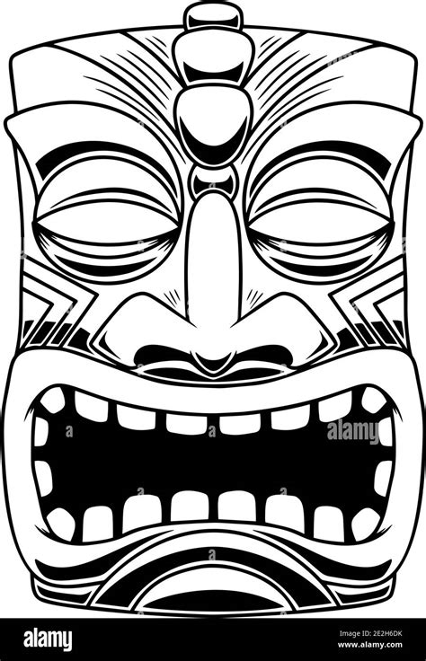 Ilustración De La Máscara De Madera Tribal Tiki Elemento De Diseño Para Logo Emblema Cartel