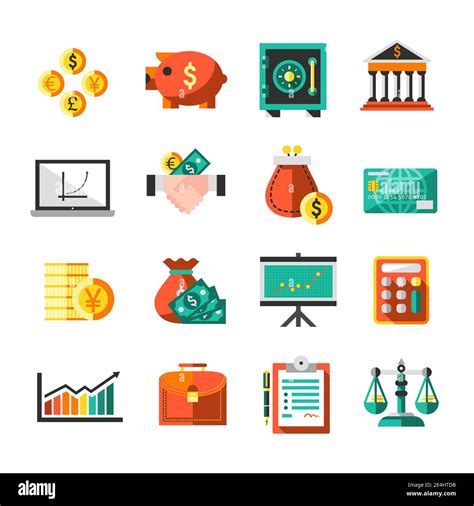 Finance Banking Business Money Exchange Icons Set With Briefcase Scales