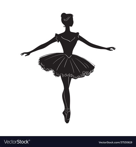 Hand Drawing Black Silhouette Ballerina Dancer Vector Image
