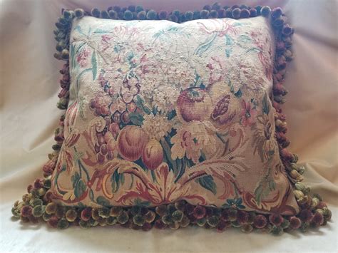 18th century french aubusson tapestry pillow floral and etsy pillows floral tapestry pillow