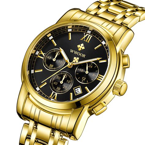 2018 Wwoor Men Quartz Watch Mens Watches Top Brand Luxury Gold