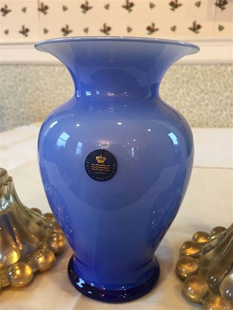 Royal Copenhagen Crystal Vase Ombre Blue Cobalt Blue Sky Blue Flared