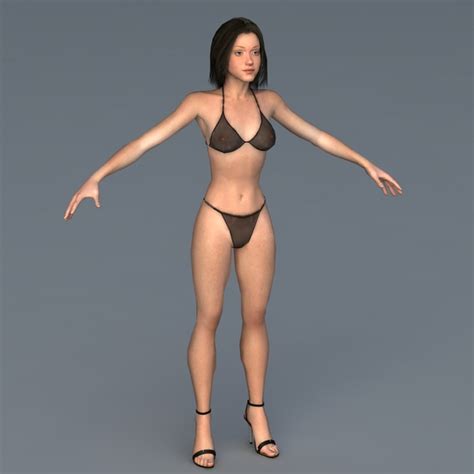 woman in bikini 3d model 3ds max files free download modeling 40285 on cadnav